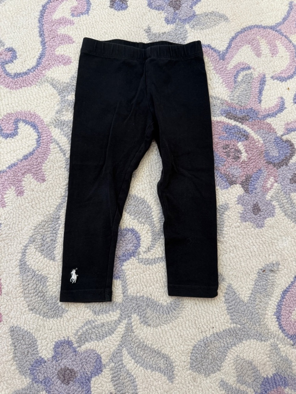 Ralph Lauren Black Girls' Polo Logo Stretch Leggings
